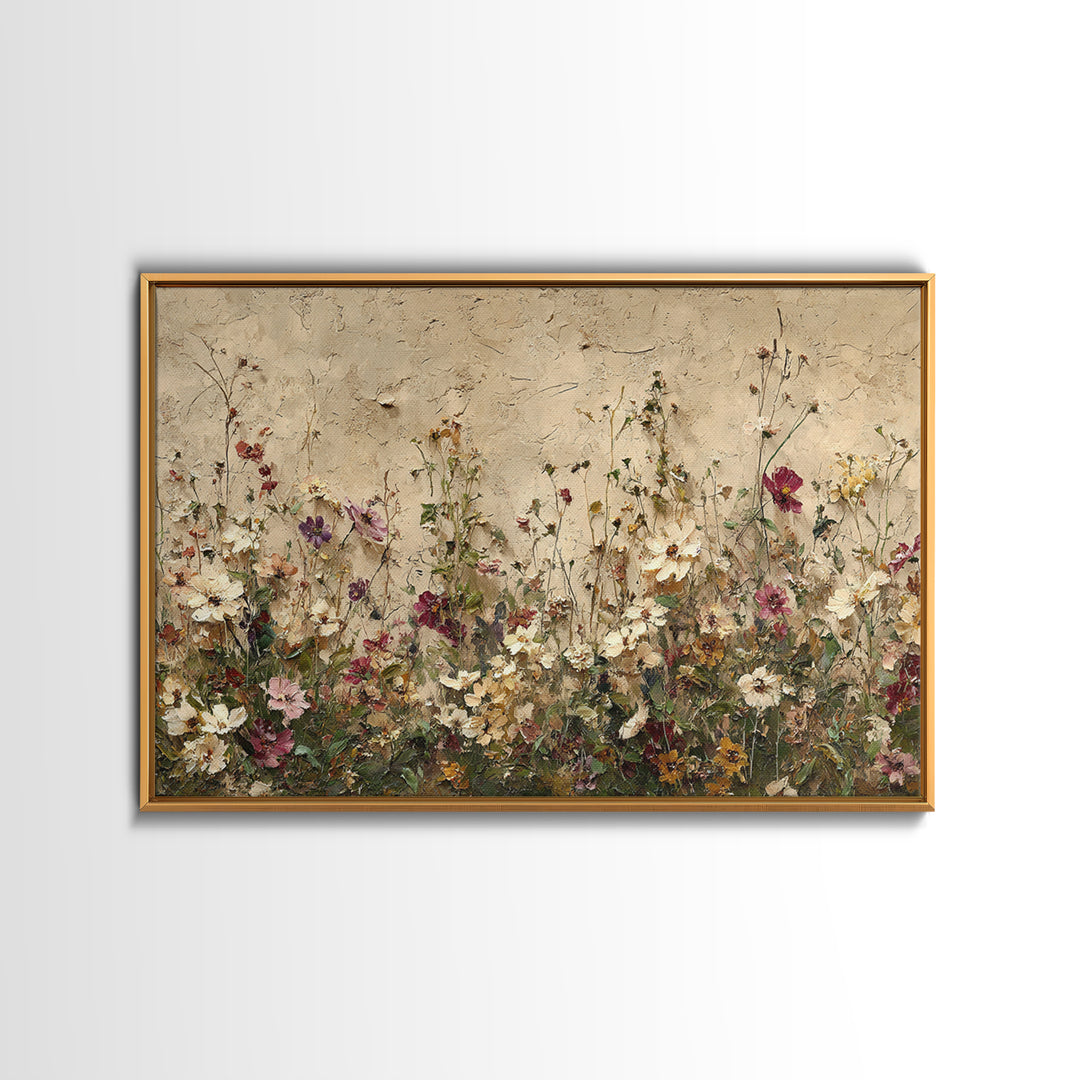 Impressionist Meadow of Wildflowers Framed Canvas Print, Wall Art, Gallery Decor, Living Room Decor, Fine Art, WAL-3x2-69