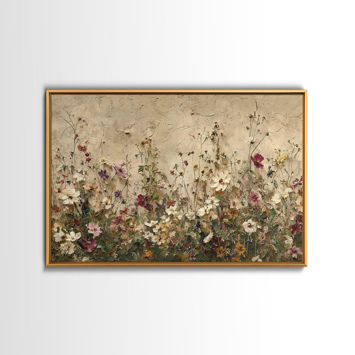 Impressionist Meadow of Wildflowers Framed Canvas Print, Wall Art, Gallery Decor, Living Room Decor, Fine Art, WAL-3x2-69