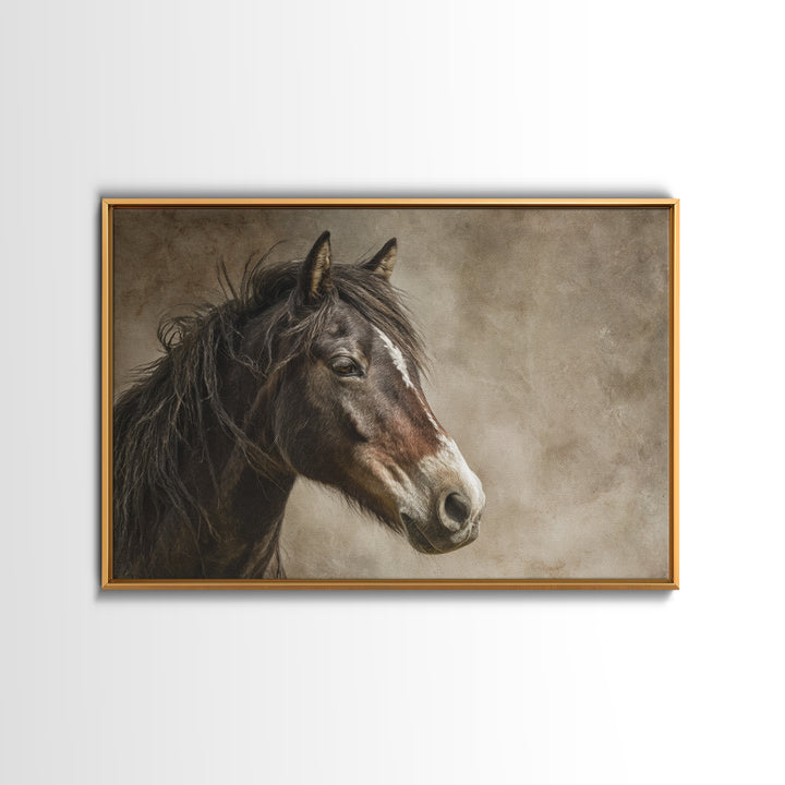 Wild Horse Portrait Canvas Print, Wall Art, Boho Decor, Living Room Decor, Fine Art, Painting, Art Print, Heart, WAL-3x2-89
