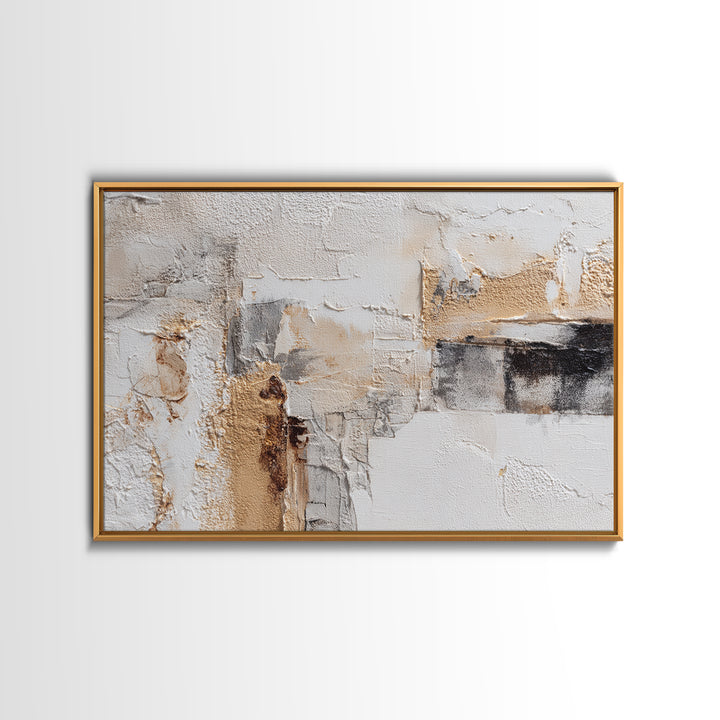 Luxury Neutral Plaster Texture Abstract Framed Canvas Print, Wall Art, Wall Art for Mom, Living Room Decor, Abstract Art, WAL-3x2-91