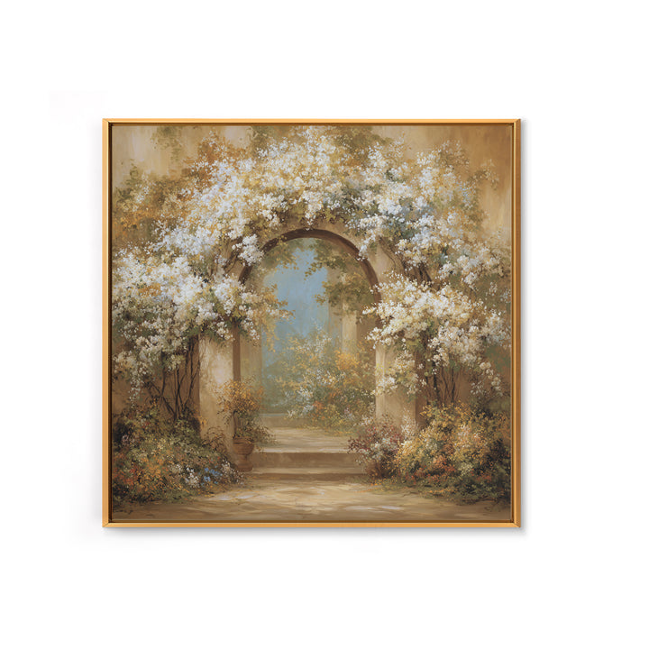 Romantic Garden Arch Covered Framed Canvas Print, Wedding Art, Beach Wedding, Living Room Decor, Romance, Modern Decor, WED-1x1-34