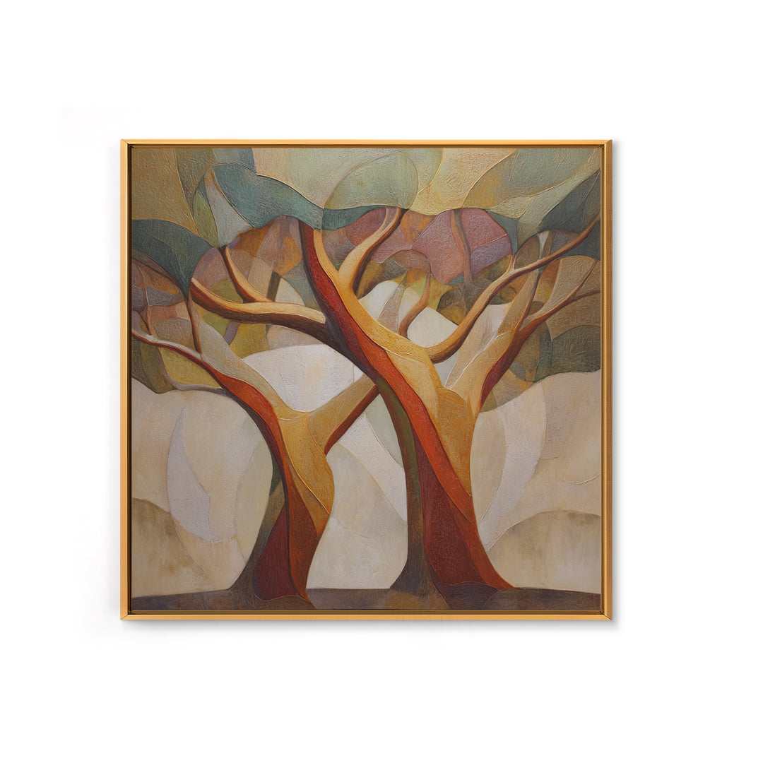 Two Intertwined Trees as Symbolic Artwork Framed Canvas Print, Wedding Art, Custom Wedding Gift, Living Room Decor, Romance, WED-1x1-47