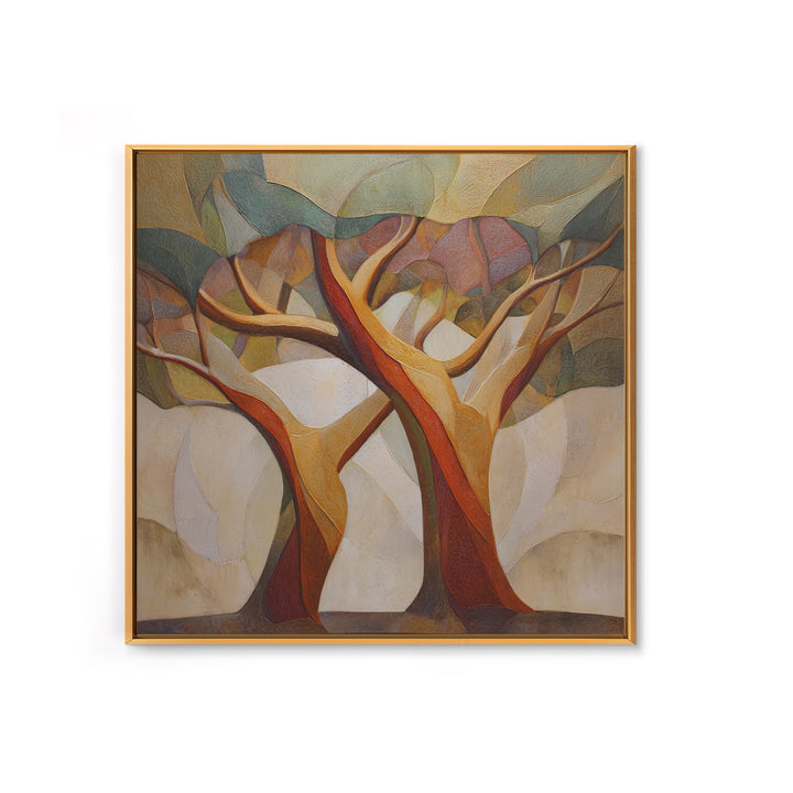 Two Intertwined Trees as Symbolic Artwork Framed Canvas Print, Wedding Art, Custom Wedding Gift, Living Room Decor, Romance, WED-1x1-47