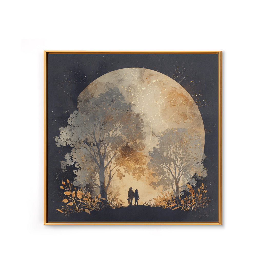 Couple Silhouette Beneath Moonlit Trees Canvas Print, Wedding Art, Beach Wedding, Living Room Decor, Fine Art, Romance, WED-1x1-5