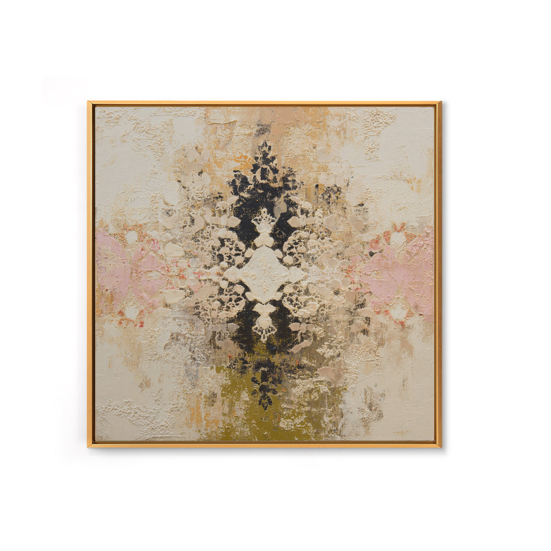 Lace Pattern Ivory Abstraction Framed Canvas Print, Wedding Art, Wedding Poster, Living Room Decor, Abstract Art, Romance, WED-1x1-67