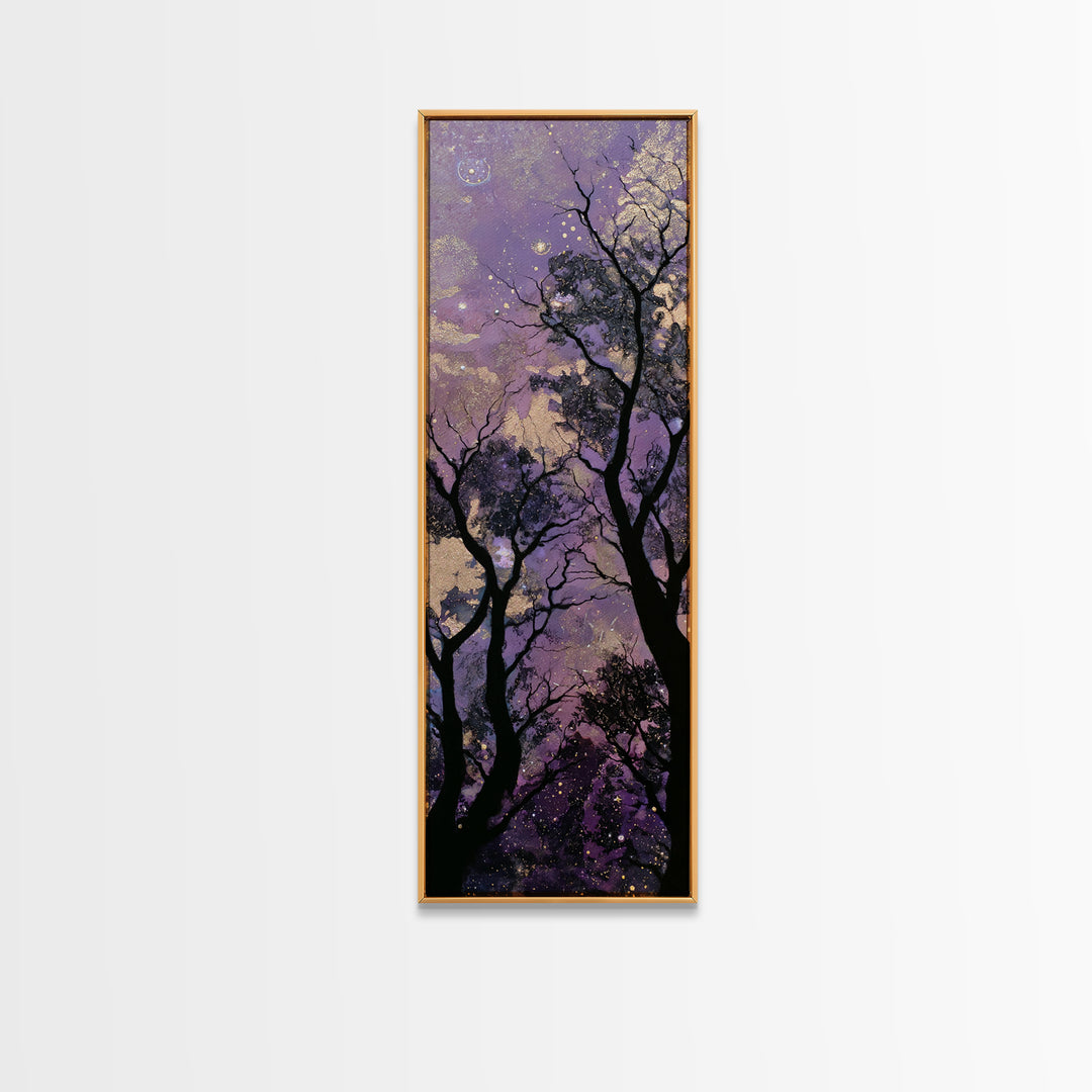 Couple Silhouette Beneath Moonlit Trees Canvas Print, Wedding Art, Neutral Decor, Living Room Decor, Fine Art, Romance, WED-1x3-17