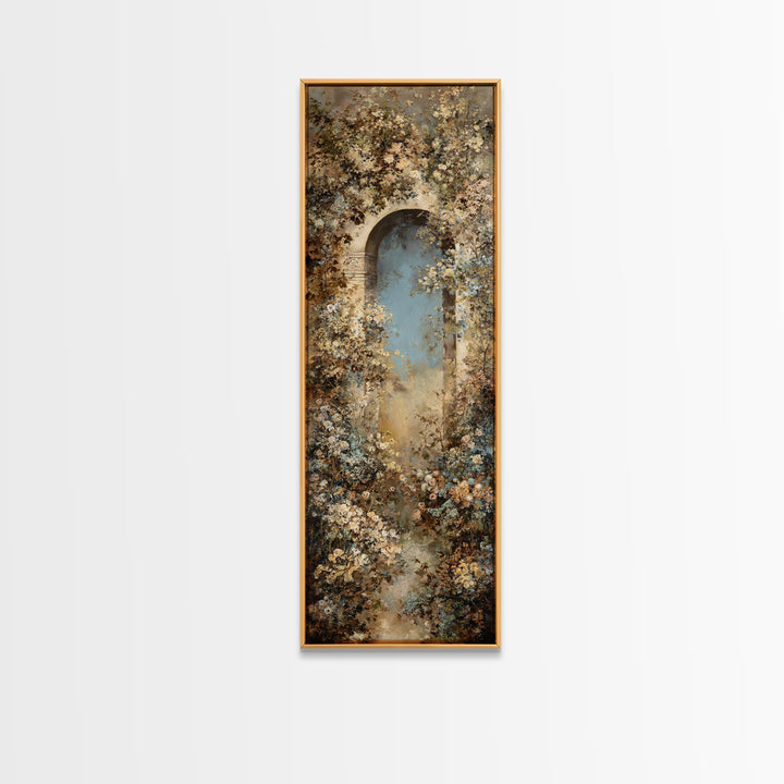 Romantic Garden Arch Covered Canvas Print, Wedding Art, Downloadable Art, Living Room Decor, Oil Painting, Romance, WED-1x3-22