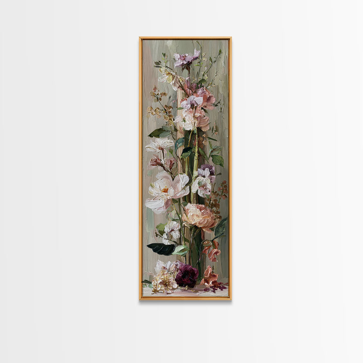 Romantic Candle and Floral Still Life Framed Canvas Print, Wedding Art, Unique Wedding Gift, Living Room Decor, Romance, WED-1x3-34