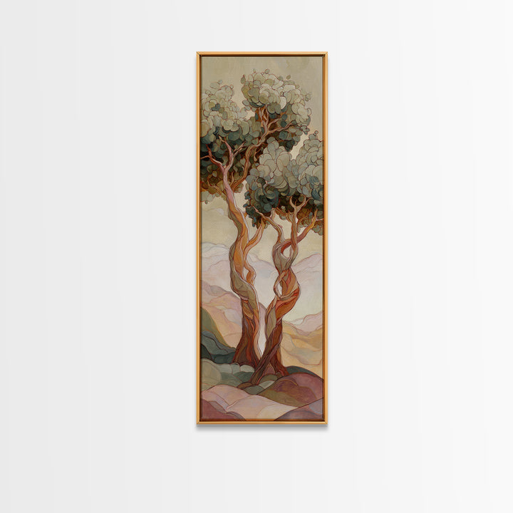 Two Intertwined Trees as Symbolic Artwork Canvas Print, Wedding Art, Modern Decor, Living Room Decor, Fine Art, Romance, WED-1x3-35
