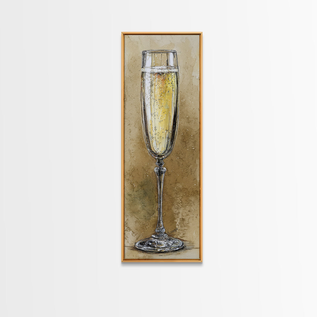 Champagne Glasses with Delicate Sparkle Canvas Print, Wedding Art, Beach Wedding, Living Room Decor, Fine Art, Romance, WED-1x3-42