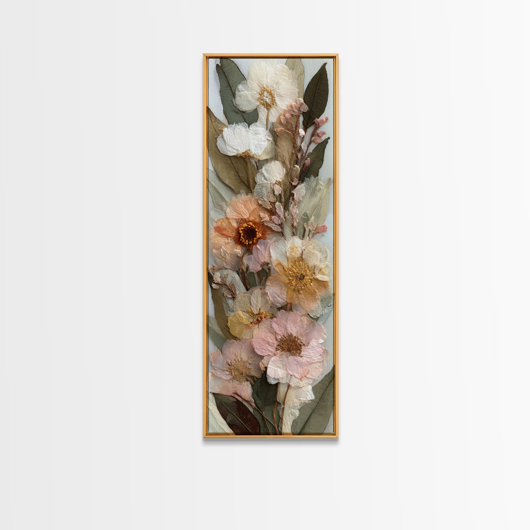 Pressed Flowers from a Wedding Bouquet Canvas Print, Wedding Art, Fine Art Print, Living Room Decor, Oil Painting, Romance, WED-1x3-44