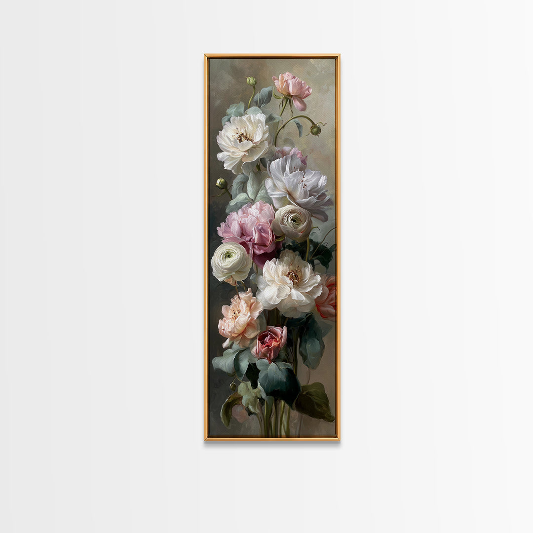 Peony and Ranunculus Bouquet Canvas Print, Wedding Art, Contemporary Art, Living Room Decor, Fine Art, Romance, Custom Art, WED-1x3-56
