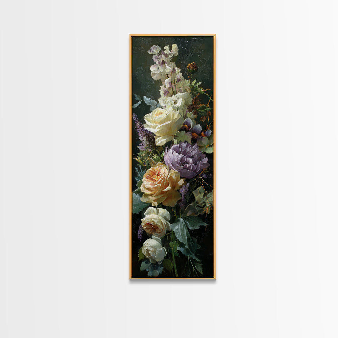 Romantic Candle and Floral Still Life Framed Canvas Print, Wedding Art, Unique Wedding Gift, Living Room Decor, Romance, WED-1x3-58