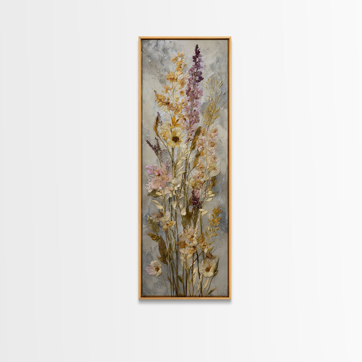 Pressed Flowers from a Wedding Bouquet Canvas Print, Wedding Art, Wedding Gift, Living Room Decor, Watercolor Art, Romance, WED-1x3-68