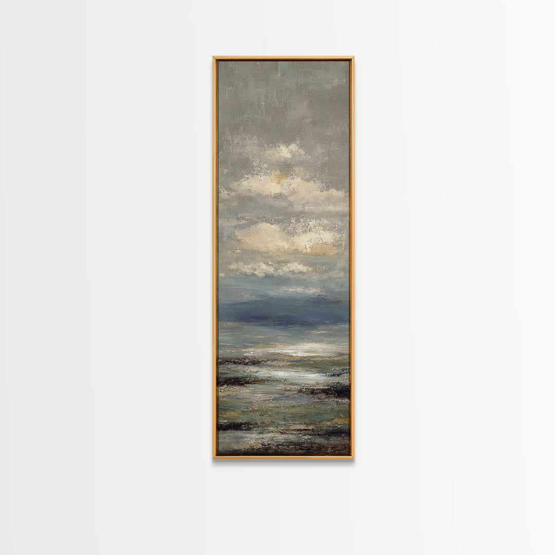 Blush Cloudscape with Dreamy Atmosphere Framed Canvas Print, Wedding Art, Custom Painting, Living Room Decor, Fine Art, Romance, WED-1x3-75