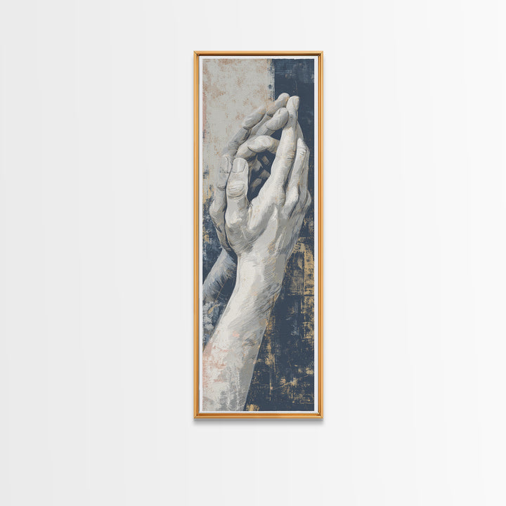 Hands Nearly Touching Framed Canvas Print, Wedding Art, Custom Portrait, Living Room Decor, Romance, Wedding Decoration, WED-1x3-76