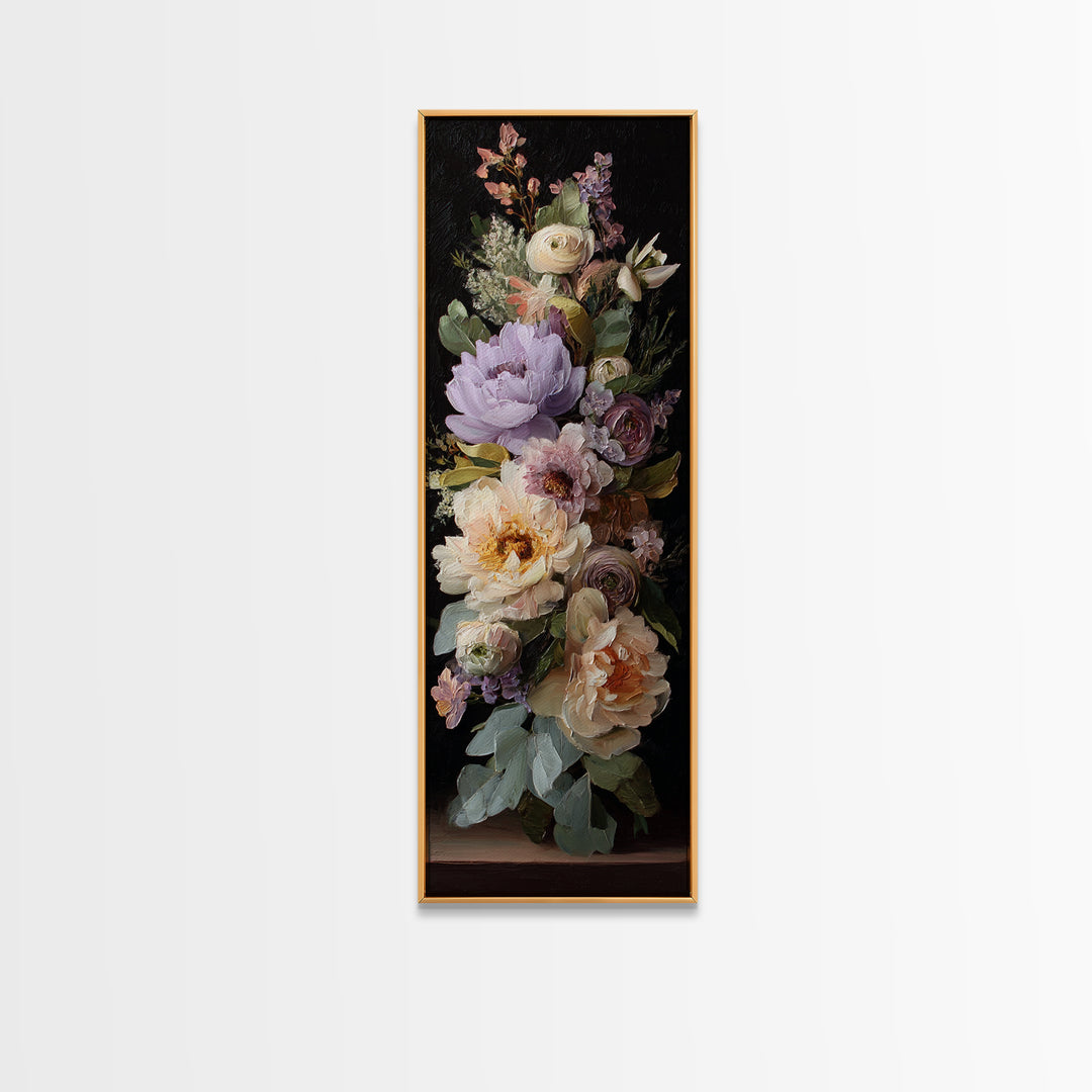 Peony and Ranunculus Bouquet Framed Canvas Print, Wedding Art, Wedding Painting, Living Room Decor, Fine Art, Romance, WED-1x3-8