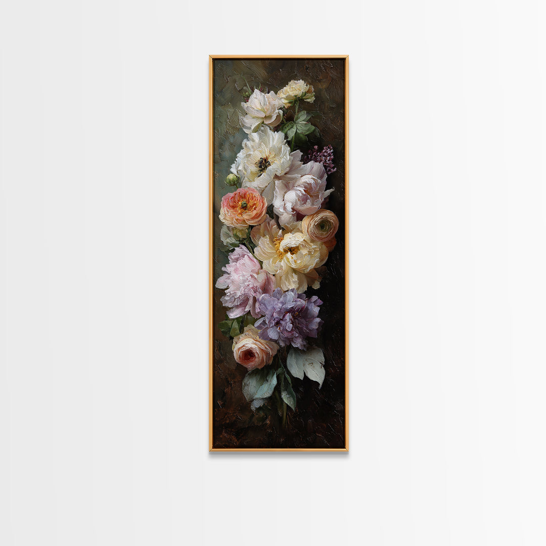Peony and Ranunculus Bouquet Framed Canvas Print, Wedding Art, Art Print, Living Room Decor, Romance, Downloadable Art, WED-1x3-80