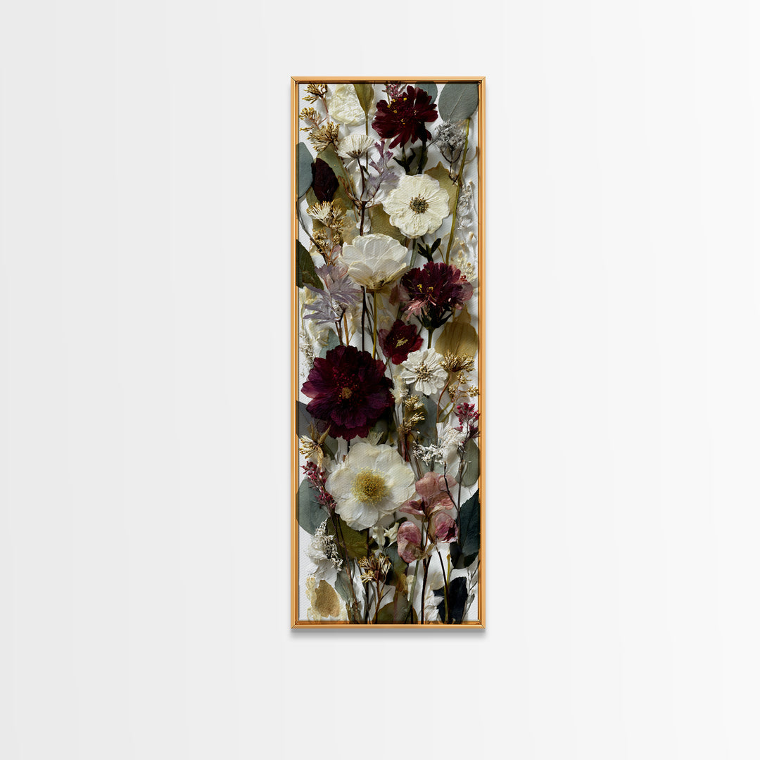 Pressed Flowers from a Wedding Bouquet Framed Canvas Print, Wedding Art, Wedding Decor, Living Room Decor, Fine Art, Romance, WED-1x3-92