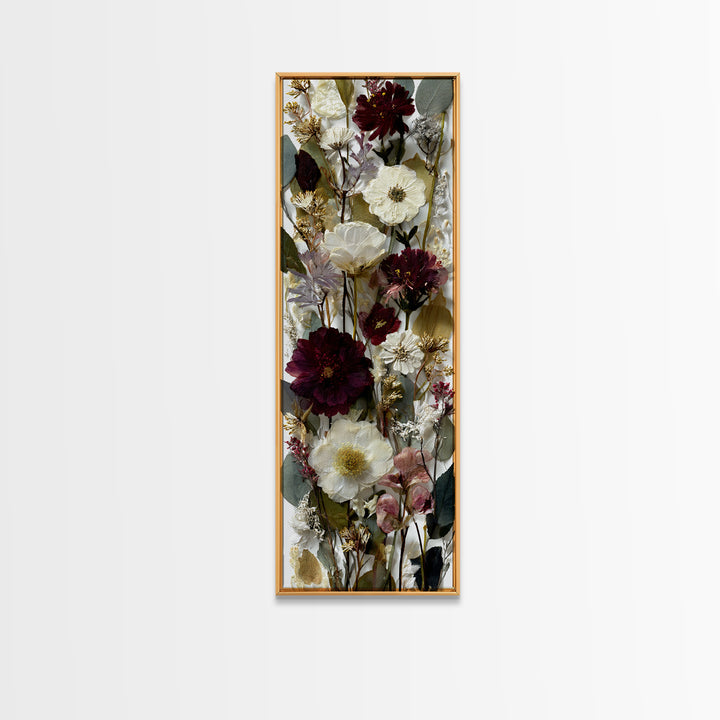 Pressed Flowers from a Wedding Bouquet Framed Canvas Print, Wedding Art, Wedding Decor, Living Room Decor, Fine Art, Romance, WED-1x3-92