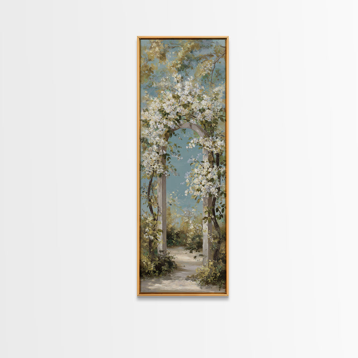 Romantic Garden Arch Covered Canvas Print, Wedding Art, Wedding Poster, Living Room Decor, Watercolor Art, Romance, WED-1x3-94
