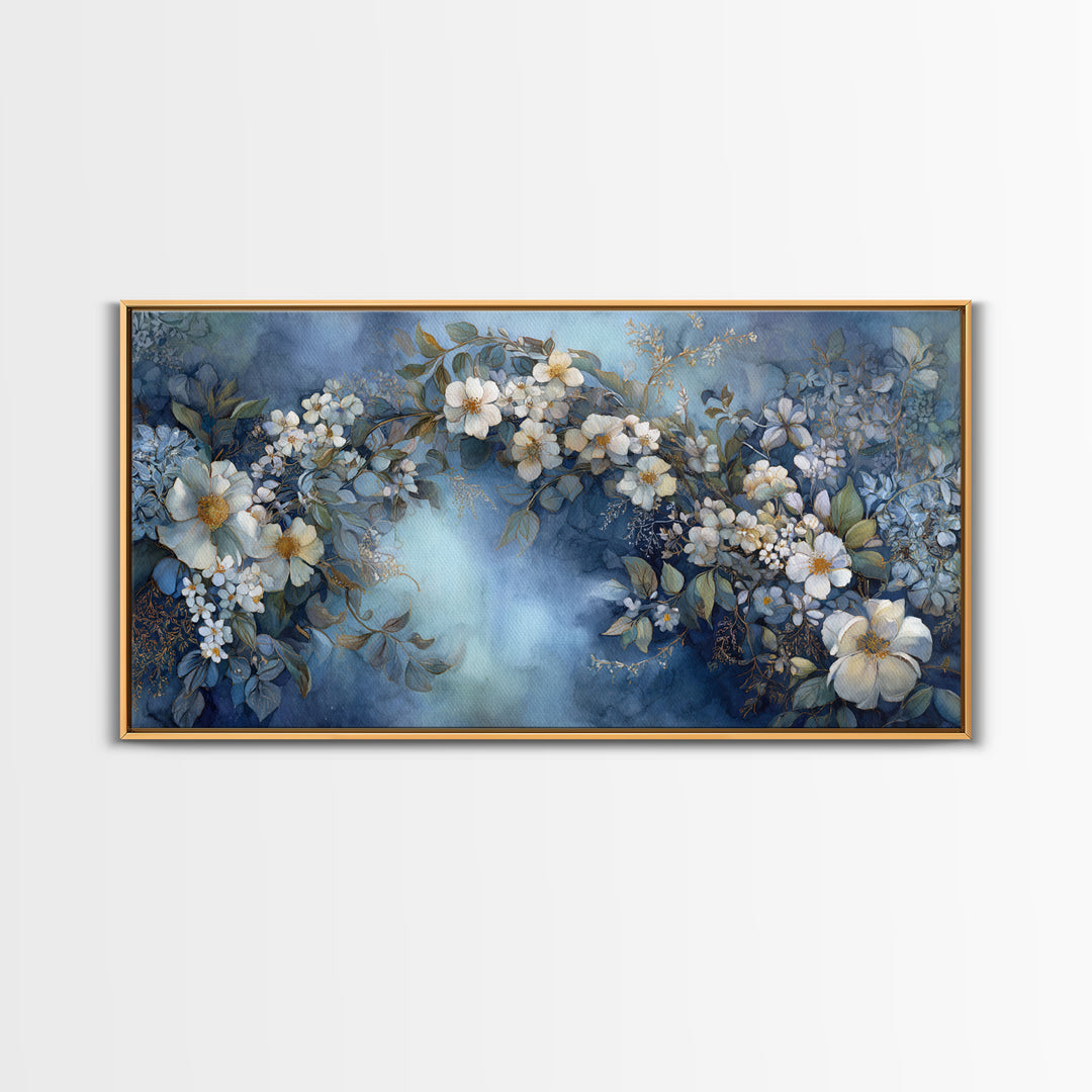 Romantic Garden Arch Covered Framed Canvas Print, Wedding Art, Neutral Decor, Living Room Decor, Oil Painting, Romance, WED-2x1-30