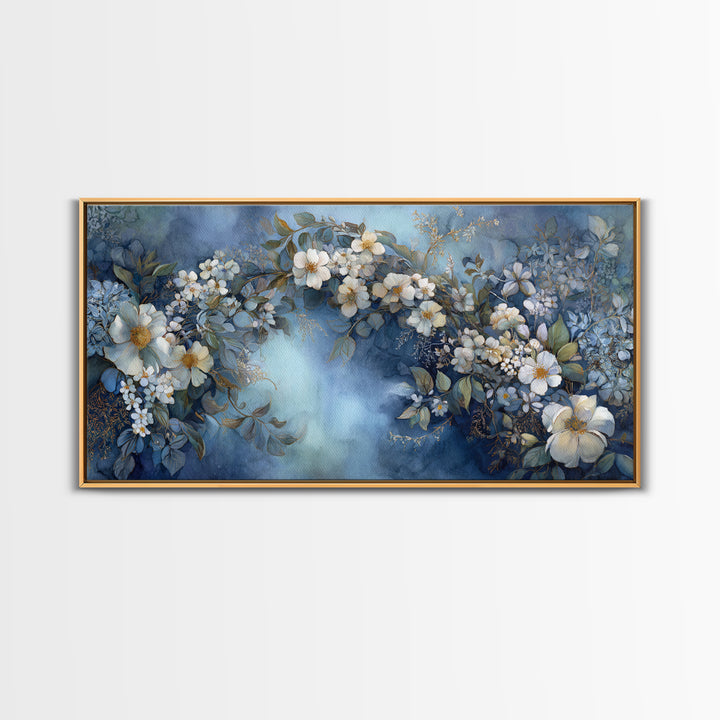 Romantic Garden Arch Covered Framed Canvas Print, Wedding Art, Neutral Decor, Living Room Decor, Oil Painting, Romance, WED-2x1-30