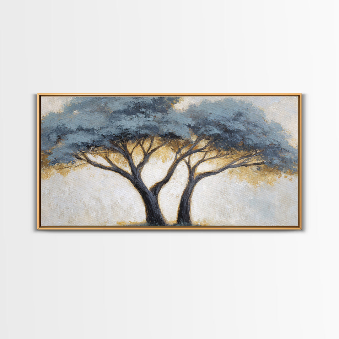 Two Intertwined Trees as Symbolic Artwork Framed Canvas Print, Wedding Art, Wedding Gift, Living Room Decor, Fine Art, Romance, WED-2x1-43