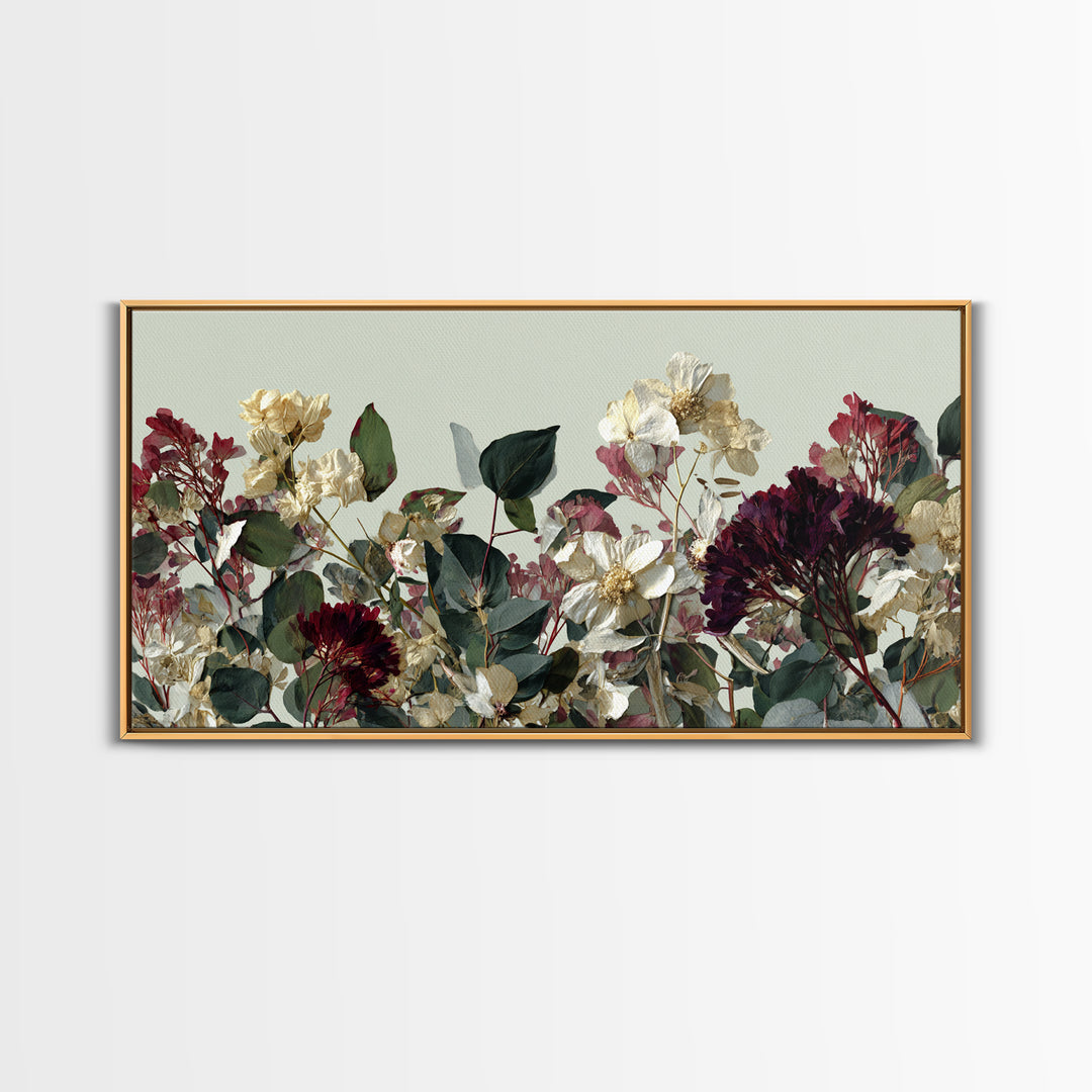 Pressed Flowers from a Wedding Bouquet Canvas Print, Wedding Art, Wedding Table Decor, Living Room Decor, Fine Art, Romance, WED-2x1-76