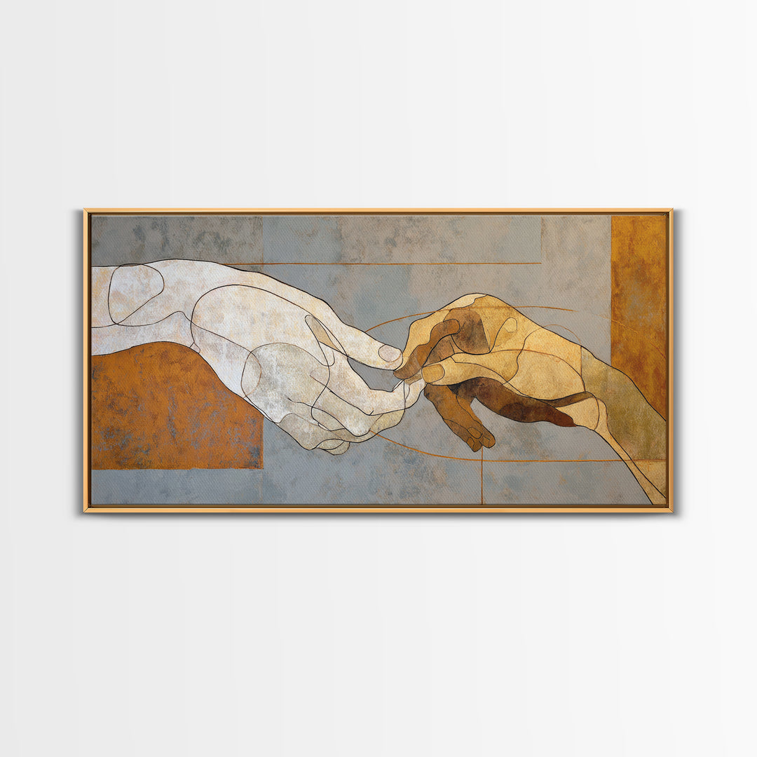 Hands Nearly Touching Framed Canvas Print, Wedding Art, Wedding Decoration, Living Room Decor, Abstract Art, Romance, WED-2x1-84