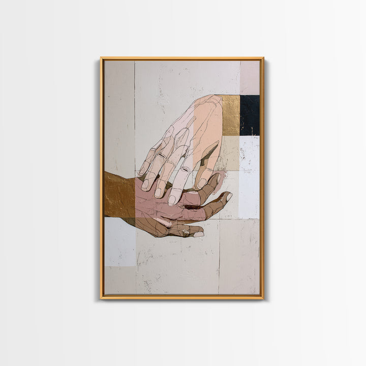 Hands Nearly Touching Framed Canvas Print, Wedding Art, Jewish Art, Living Room Decor, Abstract Art, Romance, WED-2x3-24
