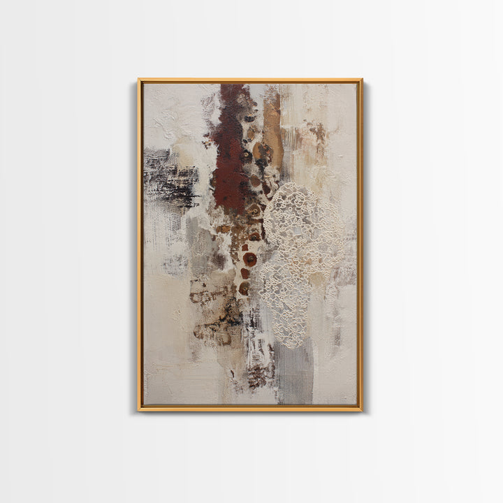 Lace Pattern Ivory Abstraction Framed Canvas Print, Wedding Art, Downloadable Art, Living Room Decor, Abstract Art, Romance, WED-2x3-3