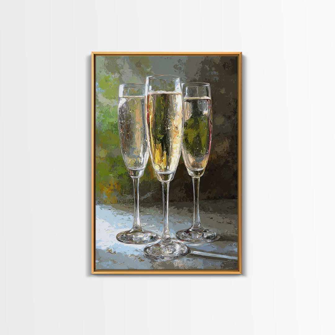 Champagne Glasses with Delicate Sparkle Framed Canvas Print, Wedding Art, Luxury Decor, Living Room Decor, Fine Art, Romance, WED-2x3-38