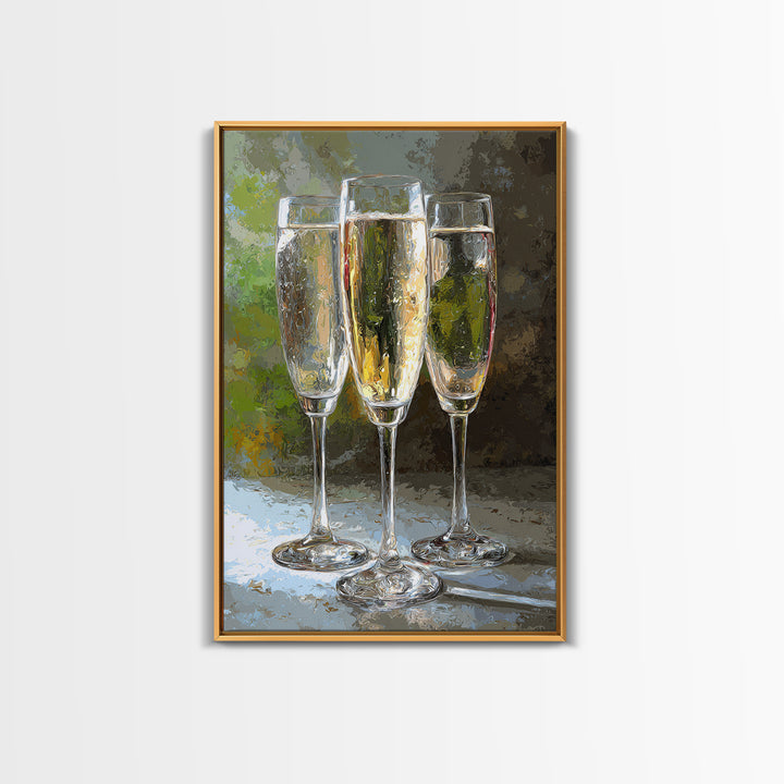 Champagne Glasses with Delicate Sparkle Framed Canvas Print, Wedding Art, Luxury Decor, Living Room Decor, Fine Art, Romance, WED-2x3-38