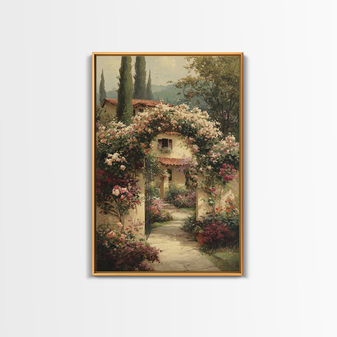Romantic Garden Arch Covered Framed Canvas Print, Wedding Art, Modern Decor, Living Room Decor, Fine Art, Romance, Wedding Gift, WED-2x3-42