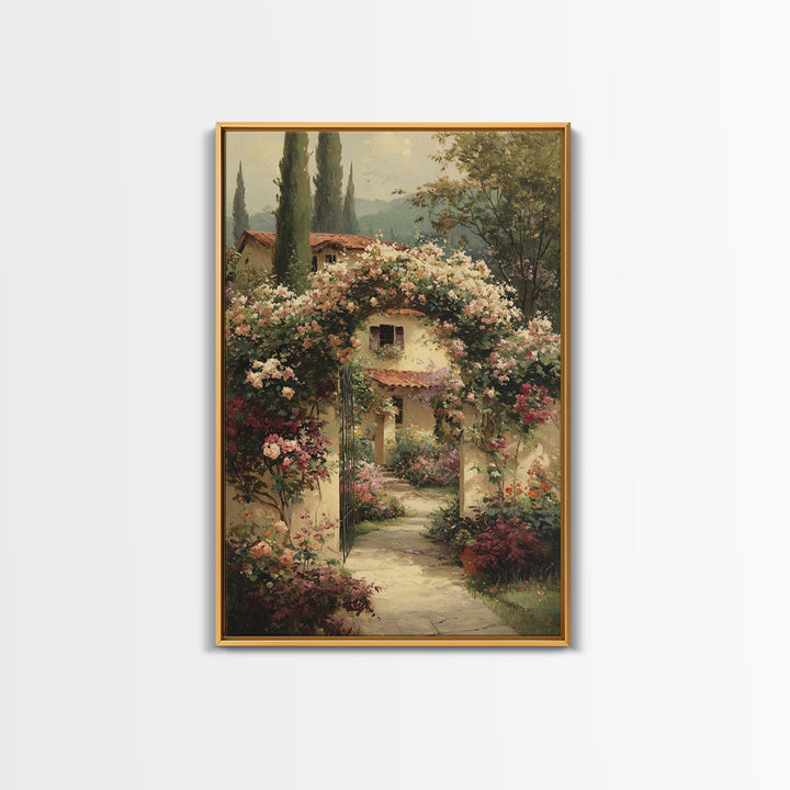 Romantic Garden Arch Covered Framed Canvas Print, Wedding Art, Modern Decor, Living Room Decor, Fine Art, Romance, Wedding Gift, WED-2x3-42