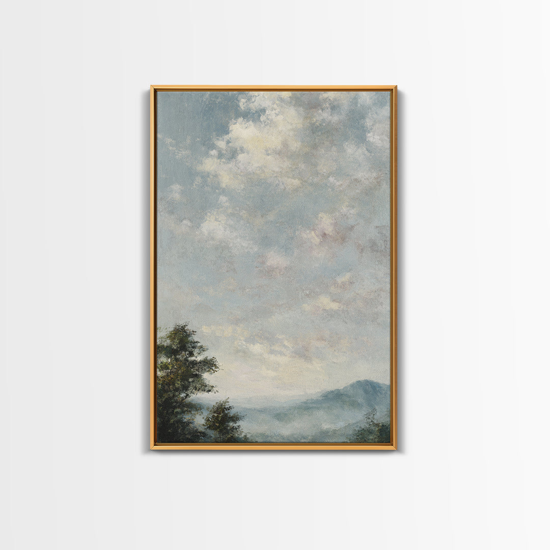Blush Cloudscape with Dreamy Atmosphere Framed Canvas Print, Wedding Art, Neutral Decor, Living Room Decor, Abstract Art, WED-2x3-47