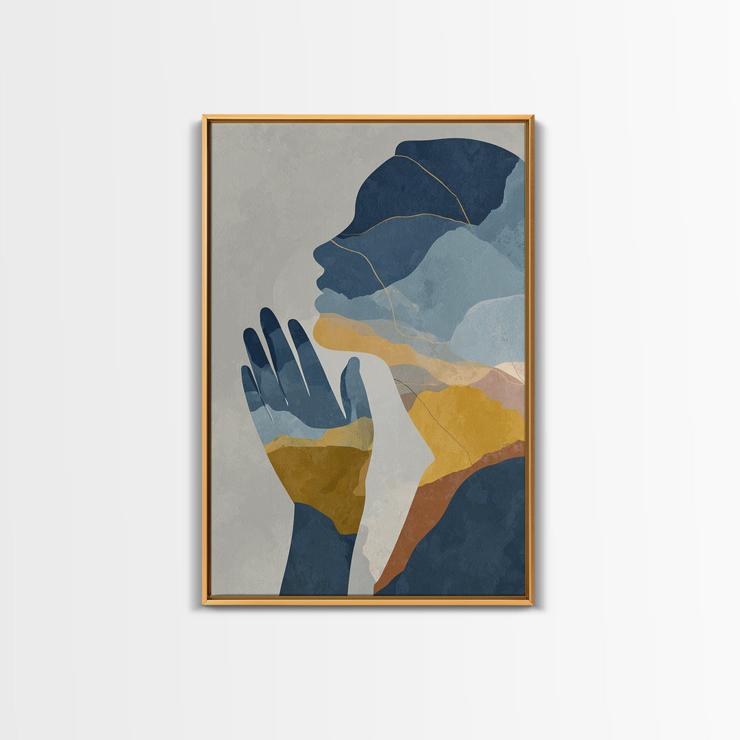 Hands Nearly Touching Framed Canvas Print, Wedding Art, Wedding Painting, Living Room Decor, Abstract Art, Romance, WED-2x3-48