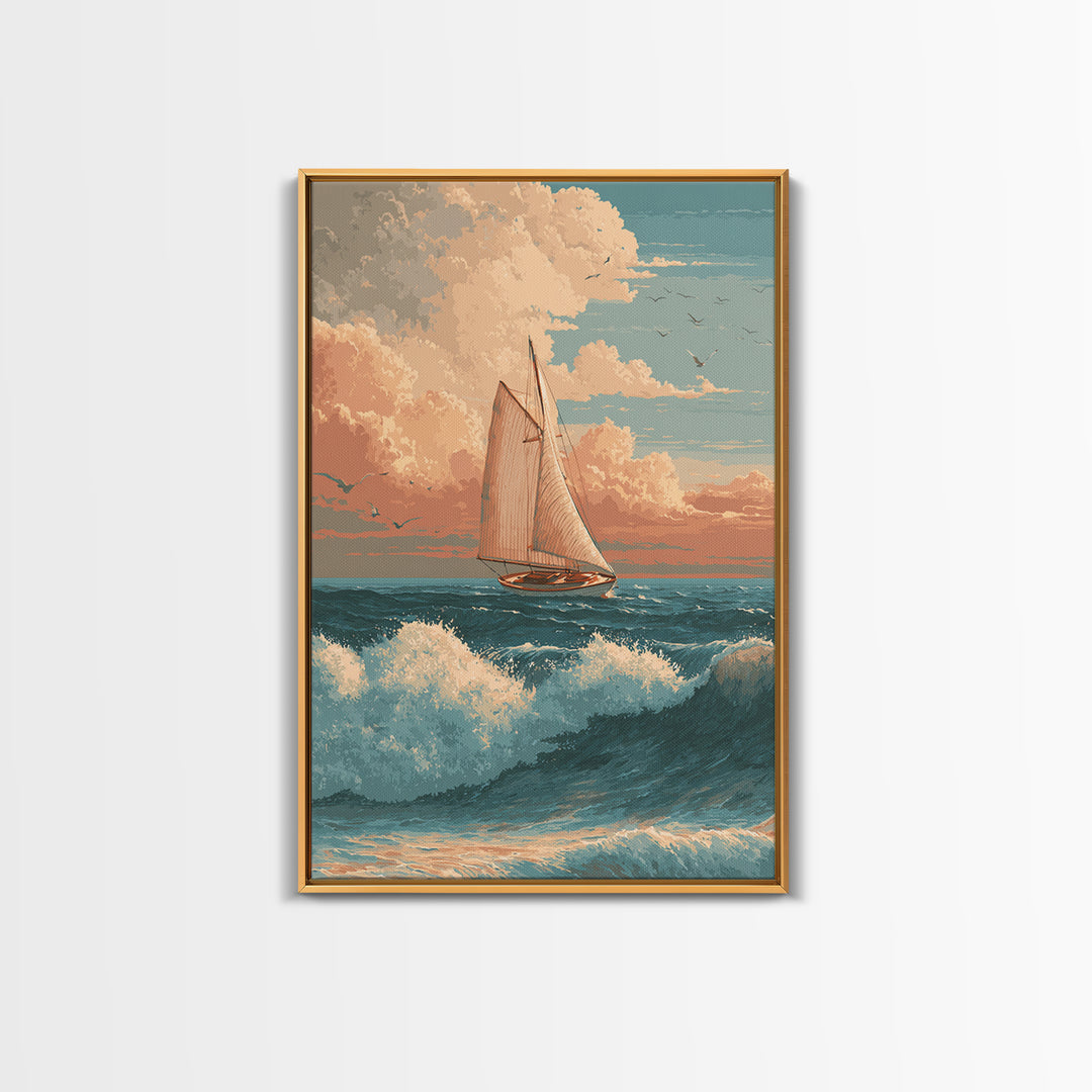 Honeymoon Coastal Sunset Canvas Print, Wedding Art, Minimalist Decor, Living Room Decor, Fine Art, Romance, Custom Painting, WED-2x3-49