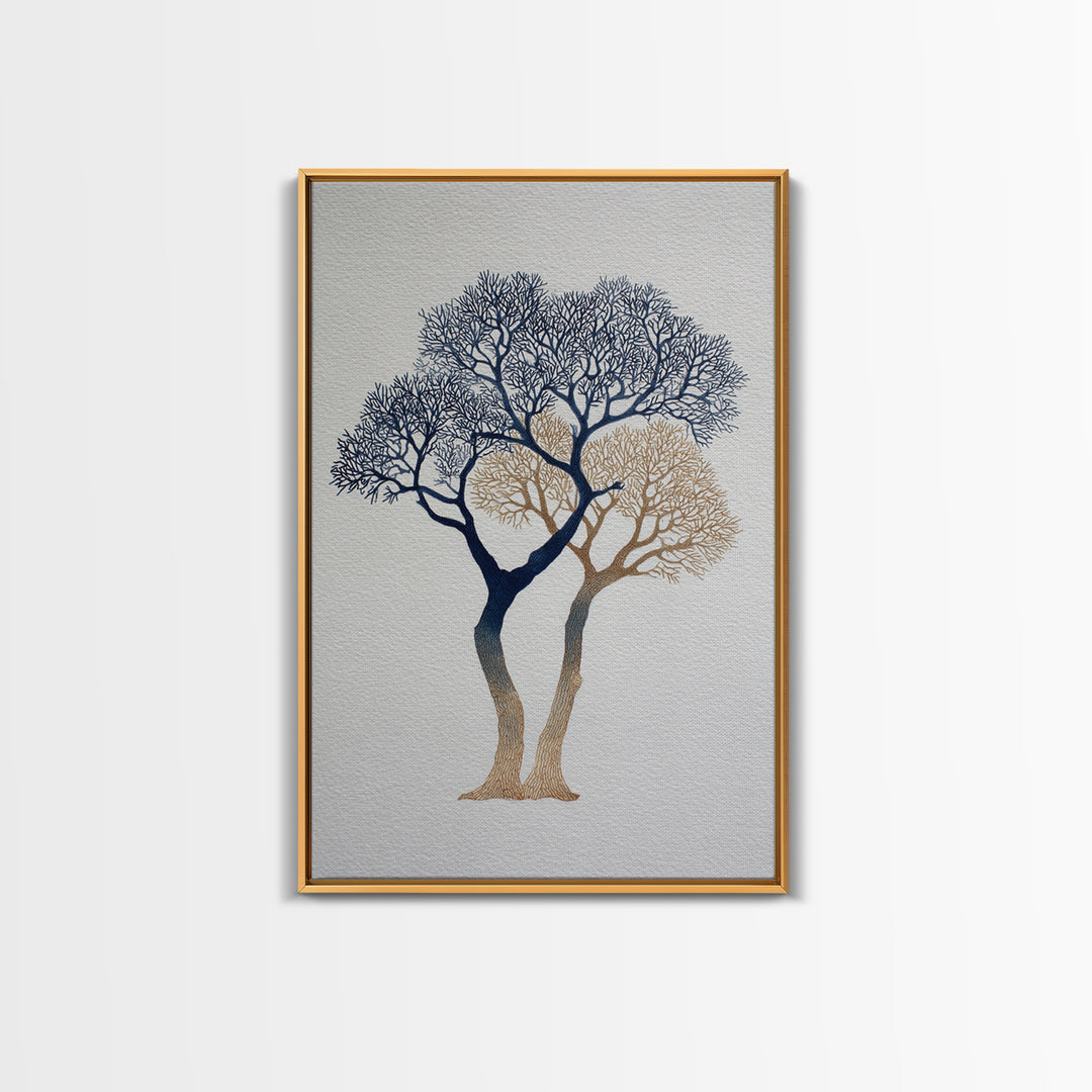 Two Intertwined Trees as Symbolic Artwork Framed Canvas Print, Wedding Art, Wedding Stationery, Living Room Decor, Romance, WED-2x3-55
