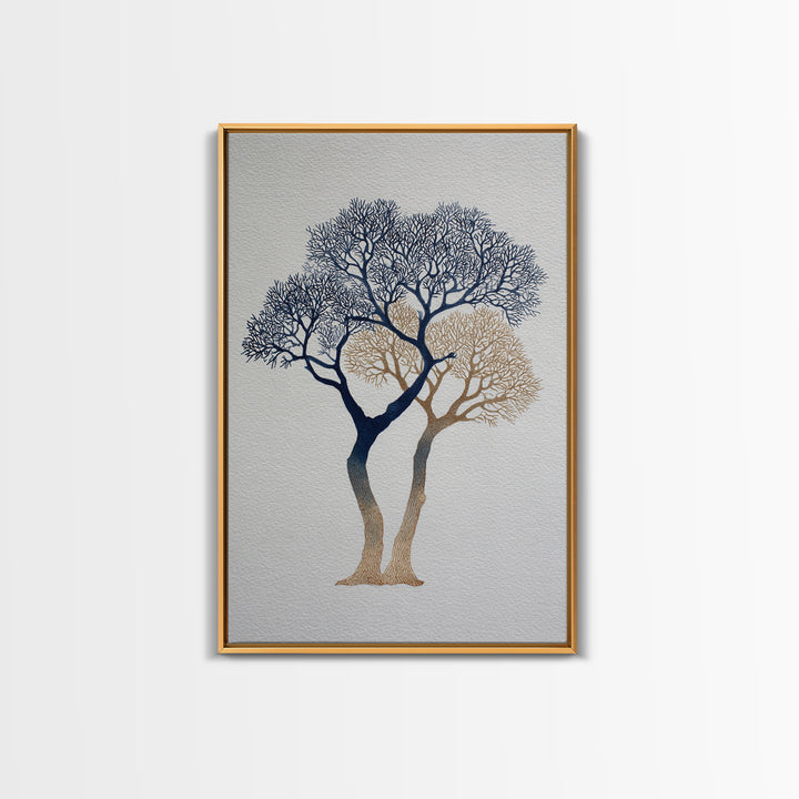Two Intertwined Trees as Symbolic Artwork Framed Canvas Print, Wedding Art, Wedding Stationery, Living Room Decor, Romance, WED-2x3-55