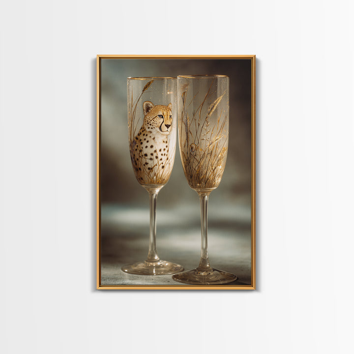 Champagne Glasses with Delicate Sparkle Canvas Print, Wedding Art, Art, Living Room Decor, Abstract Art, Romance, WED-2x3-62