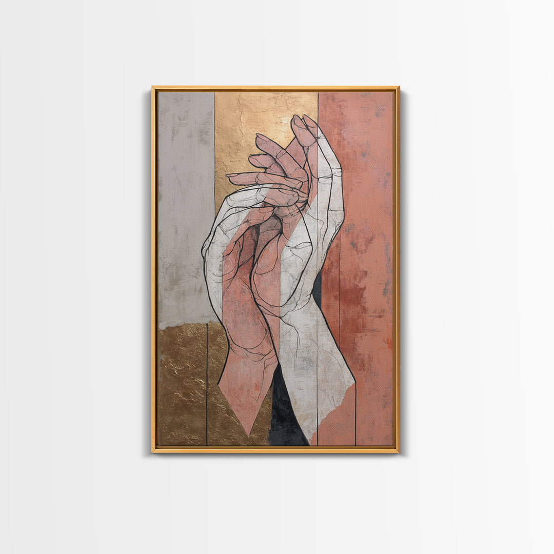 Hands Nearly Touching Canvas Print, Wedding Art, Wall Decor, Living Room Decor, Fine Art, Romance, Wedding Gift, Wedding Dress, WED-2x3-72