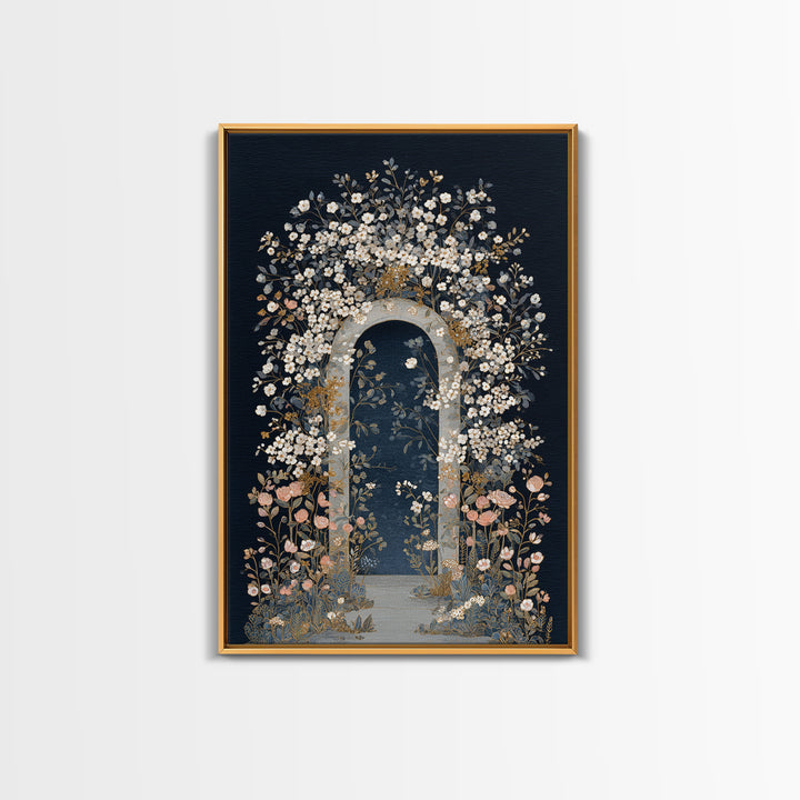 Romantic Garden Arch Covered Framed Canvas Print, Wedding Art, Wedding, Living Room Decor, Oil Painting, Romance, WED-2x3-90