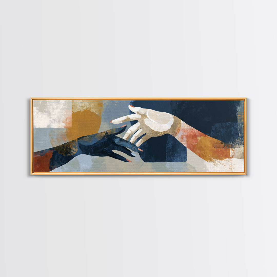 Hands Nearly Touching Framed Canvas Print, Wedding Art, Personalized Wedding, Living Room Decor, Abstract Art, Romance, WED-3x1-32