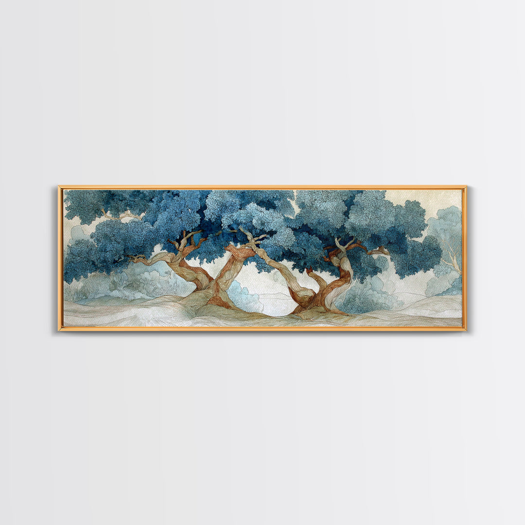 Two Intertwined Trees as Symbolic Artwork Canvas Print, Wedding Art, Home Decor, Living Room Decor, Fine Art, Romance, WED-3x1-39