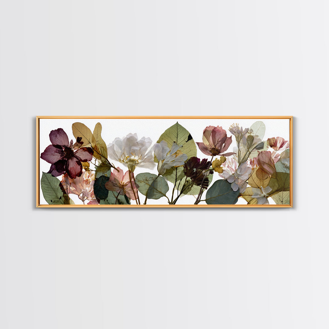 Pressed Flowers from a Wedding Bouquet Canvas Print, Wedding Art, Boho Decor, Living Room Decor, Fine Art, Romance, Art Print, WED-3x1-48
