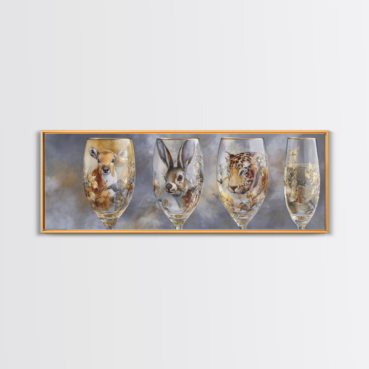 Champagne Glasses with Delicate Sparkle Canvas Print, Wedding Art, Neutral Decor, Living Room Decor, Oil Painting, Romance, WED-3x1-70