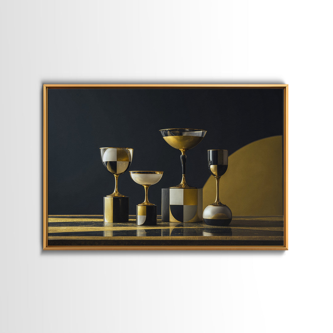Champagne Coupe Tower Framed Canvas Print, Wedding Art, Custom Painting, Living Room Decor, Abstract Art, Romance, WED-3x2-25