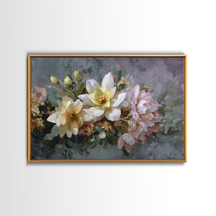 Classic Church Bells and Flowers Without Interior Framed Canvas Print, Wedding Art, Framed Art, Living Room Decor, Romance, WED-3x2-46
